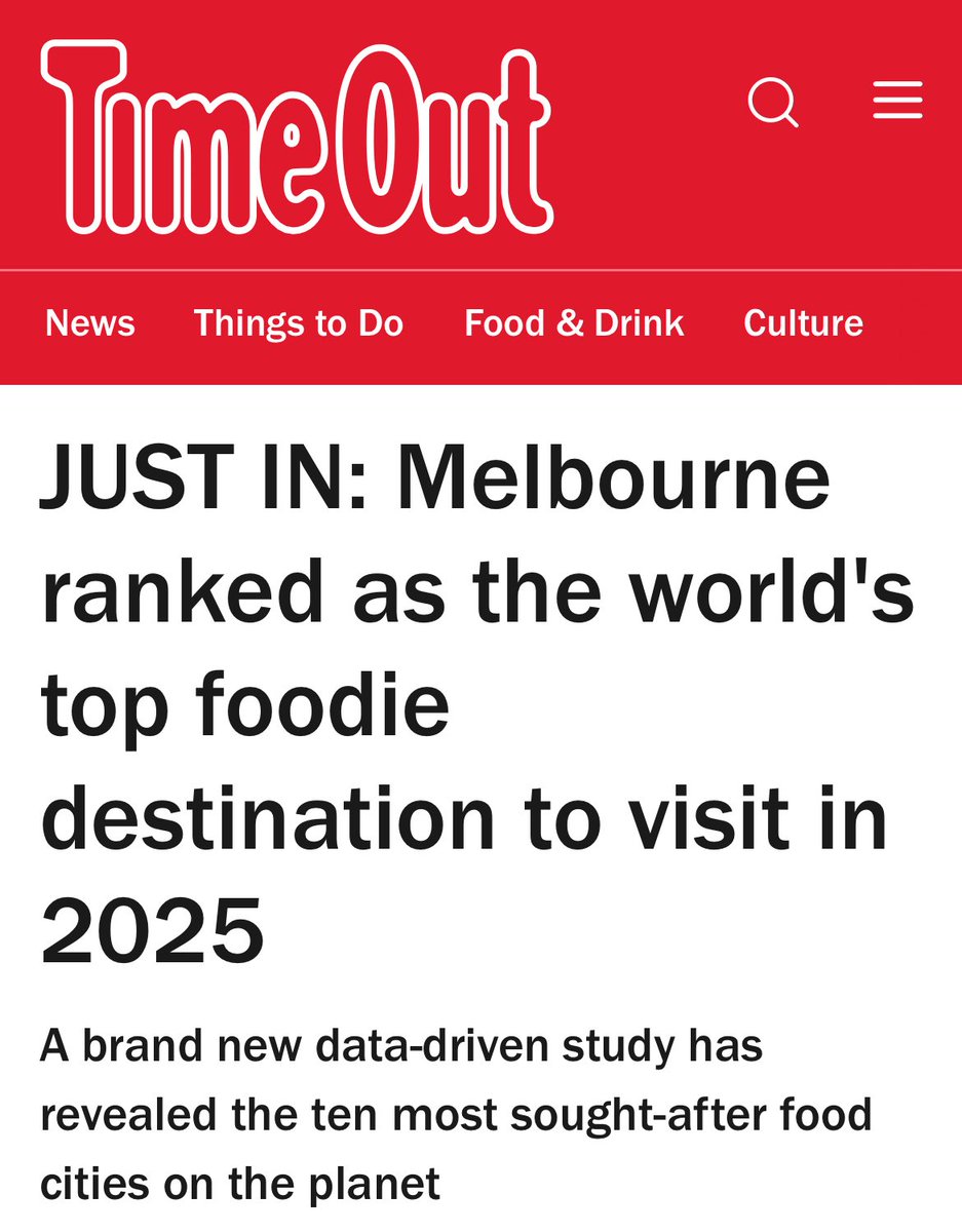 Melbourne_says's tweet photo. Peter Dutton reckons no one leaves their house in Melbourne. 

Meanwhile, the best city in the world just got crowned the world’s top food destination. 

We’re not hiding, we’re dining. 👏🏼 https://t.co/MGqEbYo0Rr
