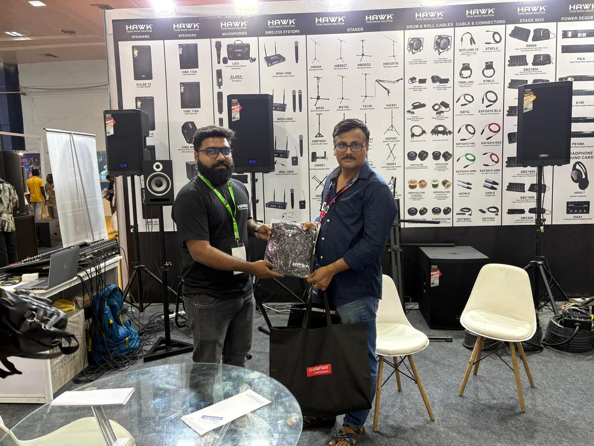HawkProducts's tweet image. A glimpse of Hawk&apos;s entire product range at Prowave Expo, Chennai Trade Centre. (1/1) 

#hawktotalmusicsolution #hawkproducts #rangeofproduct