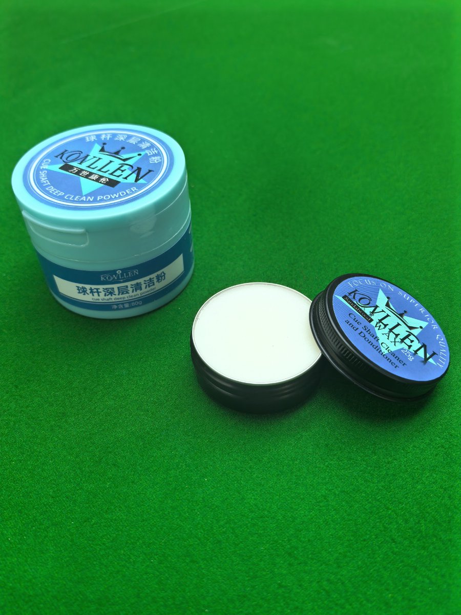 KonllenJ86968's tweet image. 湿気や汚れに強いキューワックスと、古い汚れを数秒で拭き取れるクリーニングパウダー。この組み合わせでキューを瞬時に工場出荷時の状態に戻せます！
#Konllen #ビリヤード用品 #キューアクセサリー #天然蜜蝋 #オリーブオイル #サンダルウッド/無香料オプション #半固形テクスチャ #滑らかで長持ち