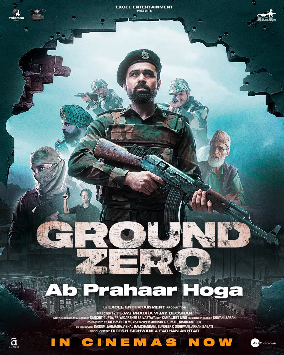 Ritesh Sidhwani (@ritesh_sid) on Twitter photo #GroundZero in cinemas now.
<a href="/emraanhashmi/">Emraan Hashmi</a> <a href="/SaieTamhankar/">Sai</a> <a href="/zyhssn/">Zoya Hussain</a> <a href="/rdeepakparamesh/">Deepak Paramesh</a> #LalitPrabhakar #RockeyRaina <a href="/tejasdeoskar/">Tejas Prabha Vijay Deoskar 🇮🇳</a> <a href="/FarOutAkhtar/">Farhan Akhtar</a> <a href="/sanchit421/">Sanchit Gupta</a> <a href="/iampriyadarshee/">Priyadarshee</a> @J10kassim <a href="/vishalrr/">Vishal Ramchandani</a> #SundeepSidhwani <a href="/Sheksabhi/">Abhishek kumar</a> <a href="/Roynishikant/">Nishikant Roy</a> <a href="/IamArhanBagati/">Arhan Bagati</a> <a href="/TheSaranFiles/">Shivani Saran</a> <a href="/kamaljeetnegi/">Kamaljeet Negi</a> #GroundZero in cinemas now.
<a href="/emraanhashmi/">Emraan Hashmi</a> <a href="/SaieTamhankar/">Sai</a> <a href="/zyhssn/">Zoya Hussain</a> <a href="/rdeepakparamesh/">Deepak Paramesh</a> #LalitPrabhakar #RockeyRaina <a href="/tejasdeoskar/">Tejas Prabha Vijay Deoskar 🇮🇳</a> <a href="/FarOutAkhtar/">Farhan Akhtar</a> <a href="/sanchit421/">Sanchit Gupta</a> <a href="/iampriyadarshee/">Priyadarshee</a> @J10kassim <a href="/vishalrr/">Vishal Ramchandani</a> #SundeepSidhwani <a href="/Sheksabhi/">Abhishek kumar</a> <a href="/Roynishikant/">Nishikant Roy</a> <a href="/IamArhanBagati/">Arhan Bagati</a> <a href="/TheSaranFiles/">Shivani Saran</a> <a href="/kamaljeetnegi/">Kamaljeet Negi</a>