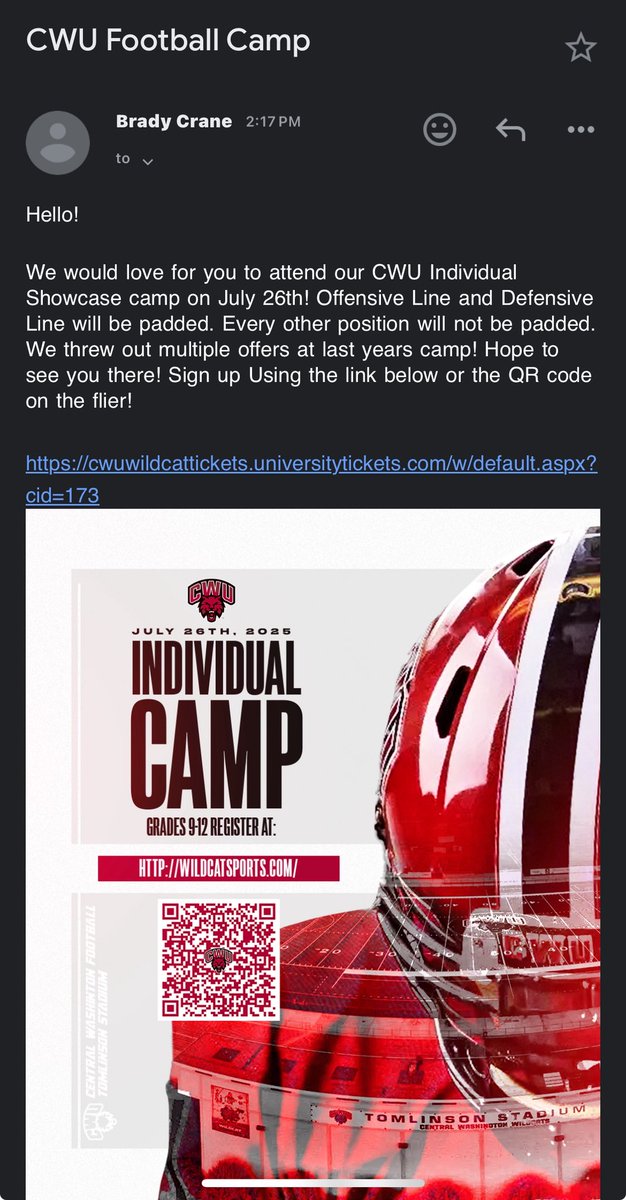 thank you <a href="/CWUFB/">CWU Football</a> for the invite!!!