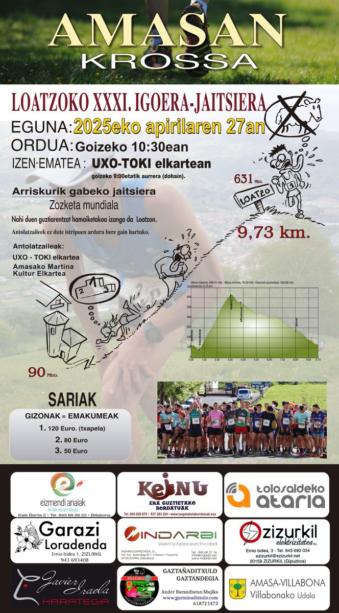VillabonaUdala's tweet photo. Igandean Loatzoko XXXI. Igoera-Jaitsiera Amasako Uxo-Toki eta Martina kultur elkartearen eskutik.
10:30etan hasiko da proba Uxo-Toki elkartetik eta Loatzora igo eta jaitsita, 9,7km-ko ibilbidea izango dute.
Zatozte parte hartzera edo ikustera!
#Kirola #Lasterketa #Loatzo #Amasa https://t.co/3jdN2NThSY