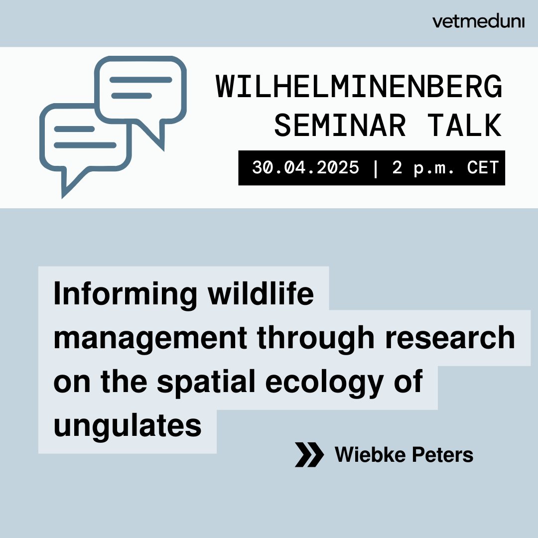 Vetmeduni (@vetmedunivienna) on Twitter photo Nächster #WilhelminenbergSeminarTalk: 30.4. | 14:00 Uhr mit Wiebke Peters/Bavarian State Institute of Forestry 💬
📍 <a href="/FIWIvienna/">FIWI Vienna</a>, 1160 Wien oder online 👩💻
→ vetmeduni.ac.at/fiwi/seminar-a…
📢 Tipp für Studierende: Die Teilnahme kann als Wahlfach anerkannt werden! (KV 128 804) Nächster #WilhelminenbergSeminarTalk: 30.4. | 14:00 Uhr mit Wiebke Peters/Bavarian State Institute of Forestry 💬
📍 <a href="/FIWIvienna/">FIWI Vienna</a>, 1160 Wien oder online 👩💻
→ vetmeduni.ac.at/fiwi/seminar-a…
📢 Tipp für Studierende: Die Teilnahme kann als Wahlfach anerkannt werden! (KV 128 804)