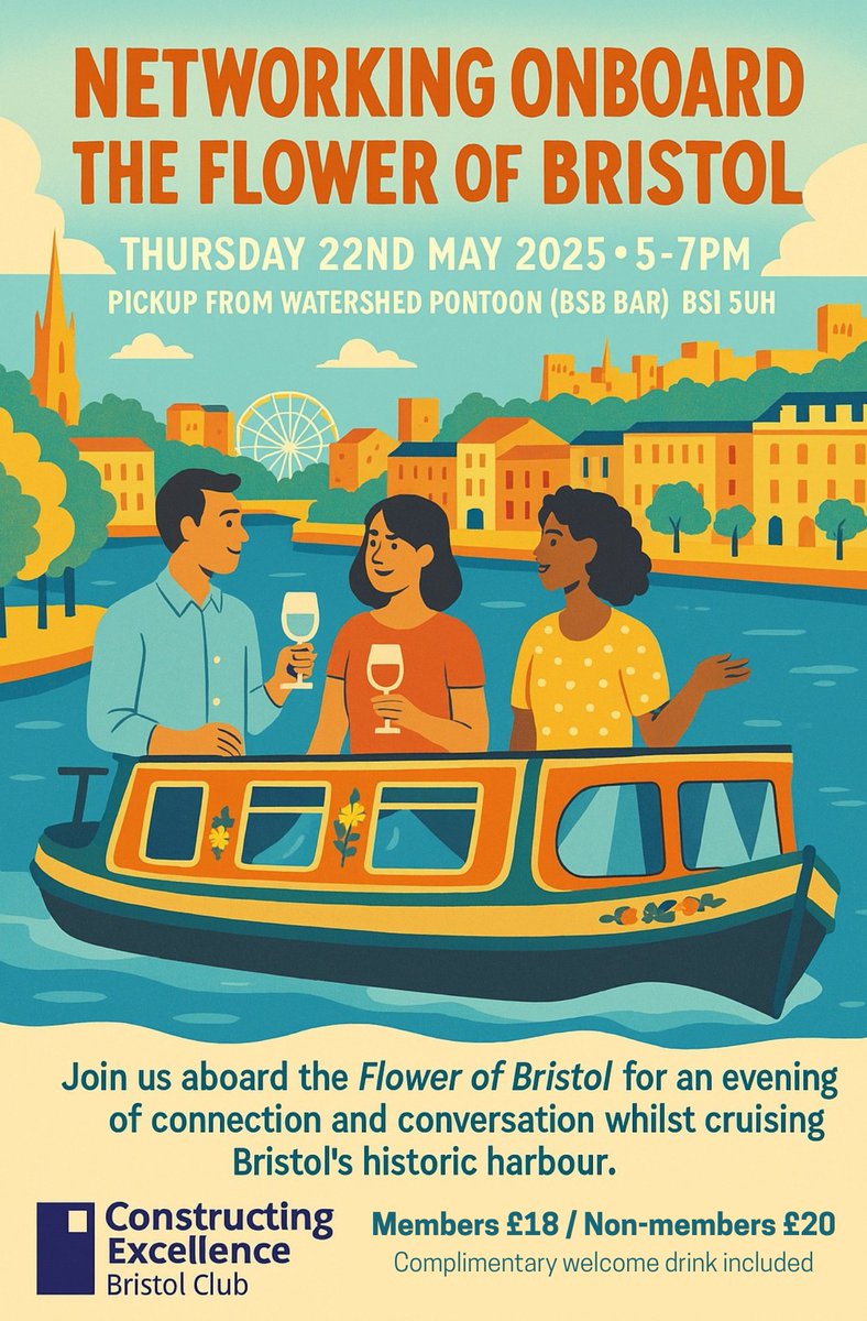 Join us aboard the Flower of Bristol for an evening of connection and conversation whilst cruising Bristol’s historic harbour.

Visit shorturl.at/Nqdmr to book your tickets  

#Networking #ConstructingExcellence