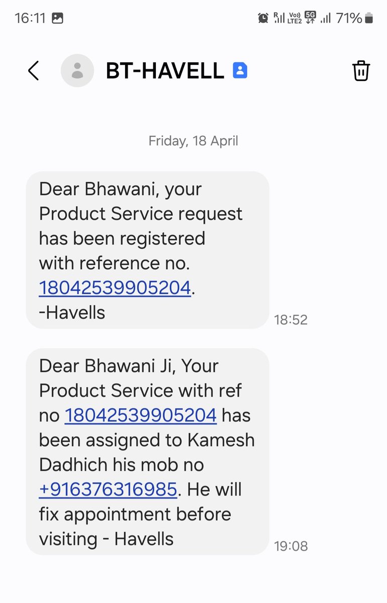 Bhawani451's tweet photo. @HavellsCare360 Your service is very poor. I made a complaint about 10 days ago but till now no action has been taken on my complaint and now that complaint has been removed from the portal as well.@aajtak @ZeeNews https://t.co/XA3jcK8qhA