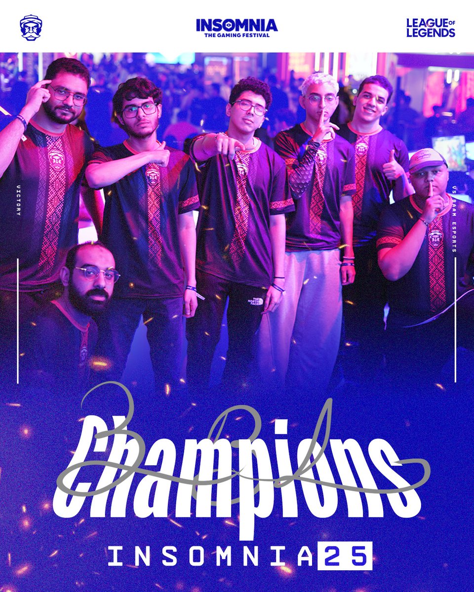 Back-to-Back Insomnia Champions! 🏆

We returned stronger and claimed dominance once again in League of Legends at Insomnia Egypt Gaming Festival. 💪🏻

The grind never stops and the crown is ours! 🔥

#3BL #LeagueOfLegends #InsomniaEgypt
