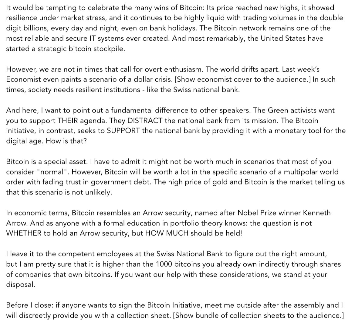 My statement at the general assembly of Swiss National Bank. Video follows when available.