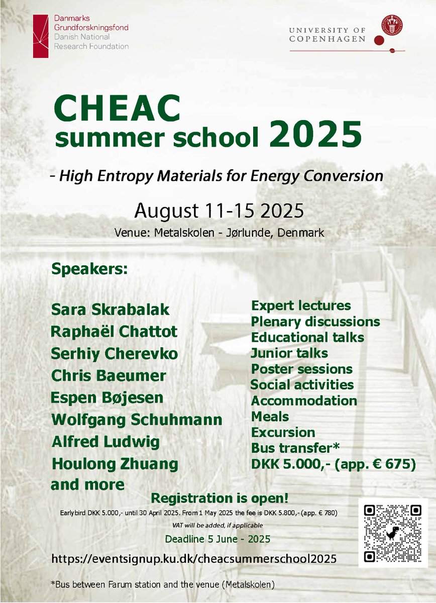 HEAcatalysis's tweet image. ☀️Summer School in Denmark ☀️
We have added two new speakers to the program and we still have room for more participants.
Last day to register at 'Early bird' price is April 30.