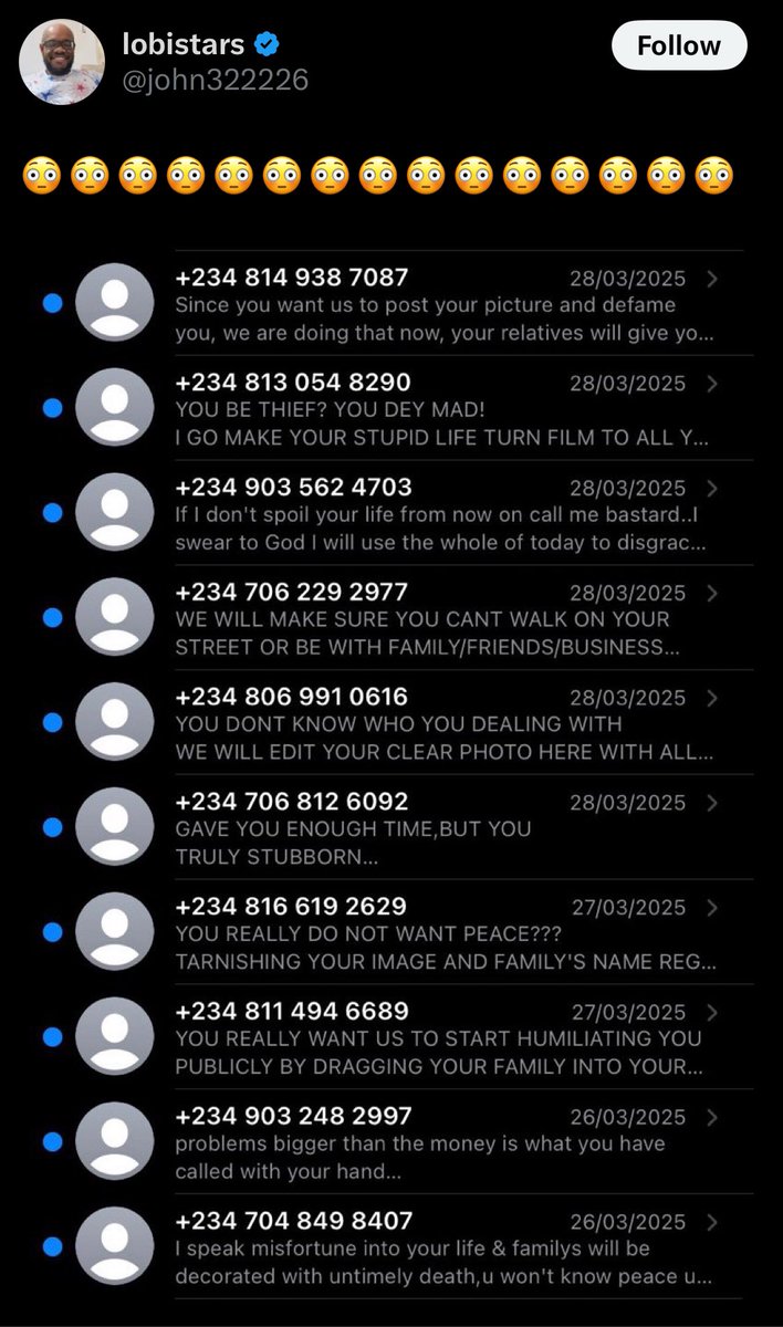 Alaba589's tweet photo. Imagine Loan App dey threaten to this extents🥹😗 
Omoo See update oo 🤣🤣😂😂 https://t.co/Vp9vOAkl6F