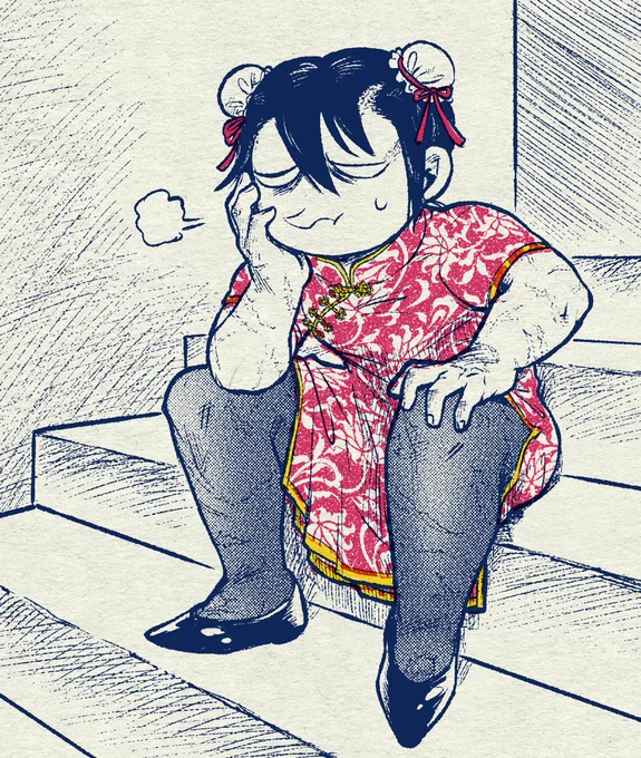 misskeyの方でシニヨンキャップが似合いそうと言っていただけたので嬉しくて描いたらなぜかチャイナドレスまで着せていました 