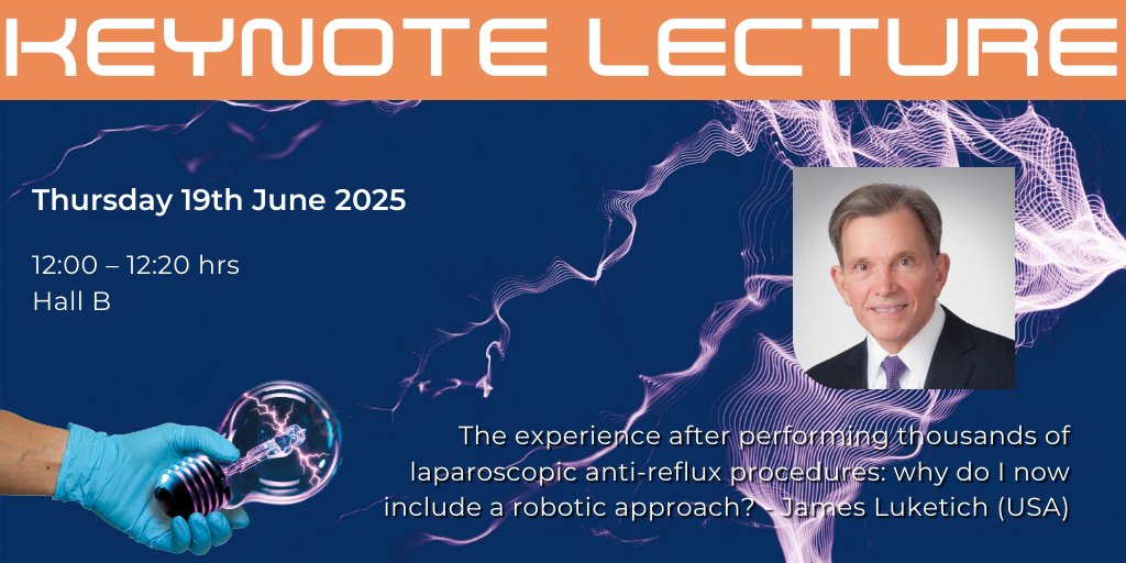 📢 Don’t miss James Luketich (USA) at #EAES2025!
🔍 Why switch to a robotic approach after 1000s of laparoscopic anti-reflux ops?
🗓 19 June | 🕛 12PM | 📍 Hall B, Sava Centar, Belgrade
#RoboticSurgery #SurgicalInnovation
More information: eaes.eu/programme