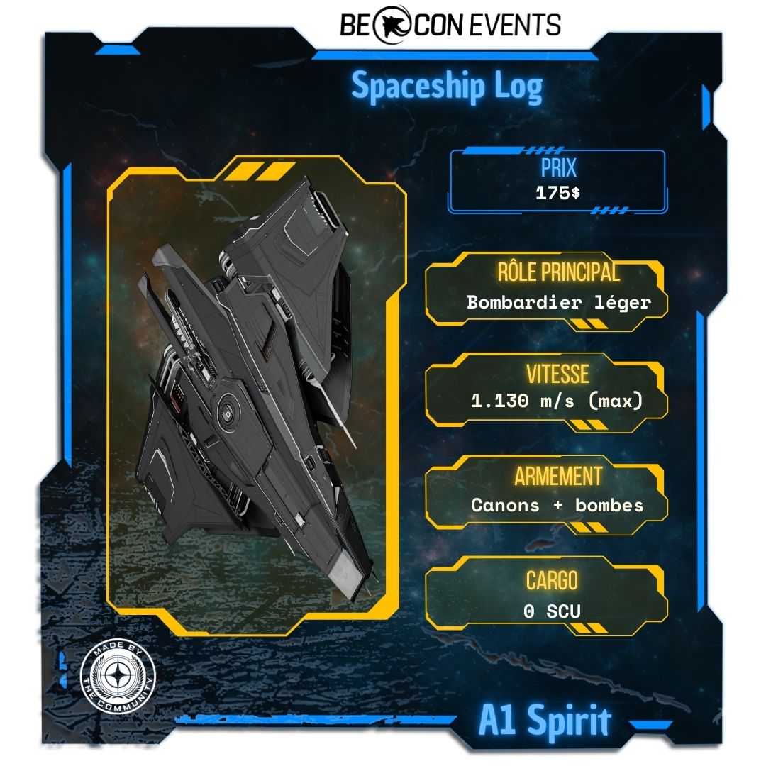 BEACON_belgium's tweet photo. 🚀 2e semaine de la Spaceship Log !
Après le 100i, place au A1 Spirit ! Un bombardier lourd, des bombes, des canons, un design qui claque. 😎
Quand sortez-vous ce monstre ?
#StarCitizen #A1Spirit #SpaceshipLog https://t.co/BQ9G1R5wxf