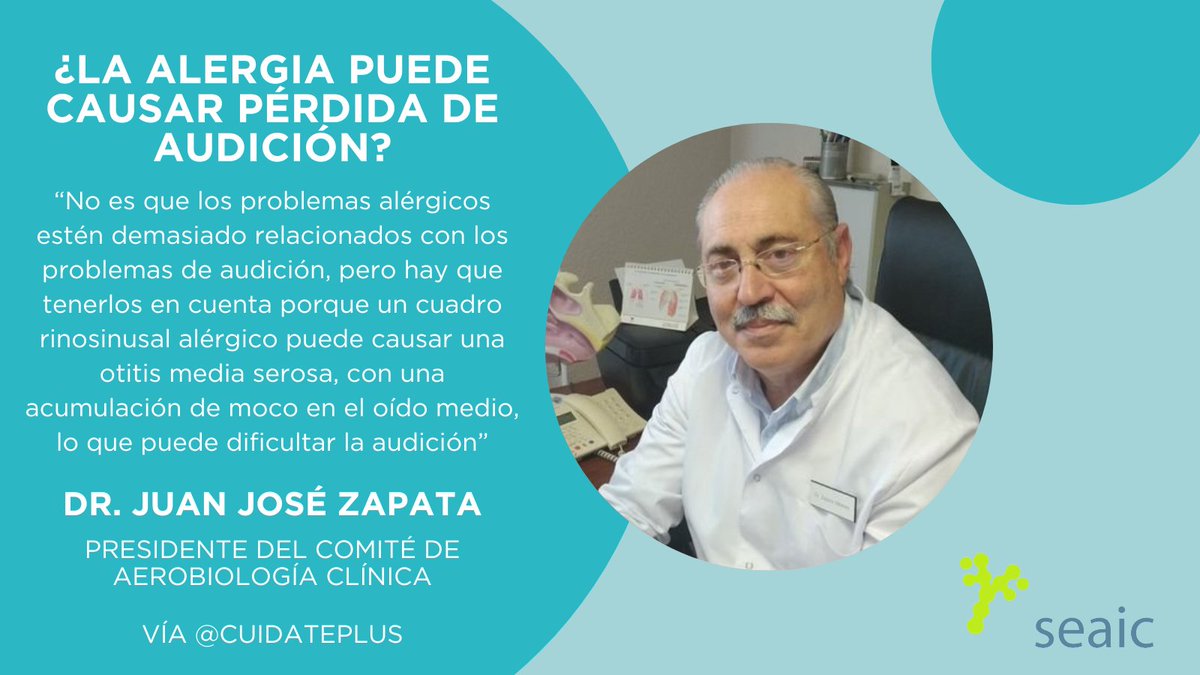 SEAIC (@seaic_alergia) on Twitter photo 💡¿Sabías que la #alergia puede causar pérdida de audición?
El Dr. Juan José Zapata (<a href="/JZAPATAY/">Juan José Zapata Yébenes</a>) explica que "las patologías alérgicas pueden provocar la inflamación de la trompa de Eustaquio, produciendo un bloqueo de la audición".
👉🏻 pmsl.es/1qk 💡¿Sabías que la #alergia puede causar pérdida de audición?
El Dr. Juan José Zapata (<a href="/JZAPATAY/">Juan José Zapata Yébenes</a>) explica que "las patologías alérgicas pueden provocar la inflamación de la trompa de Eustaquio, produciendo un bloqueo de la audición".
👉🏻 pmsl.es/1qk