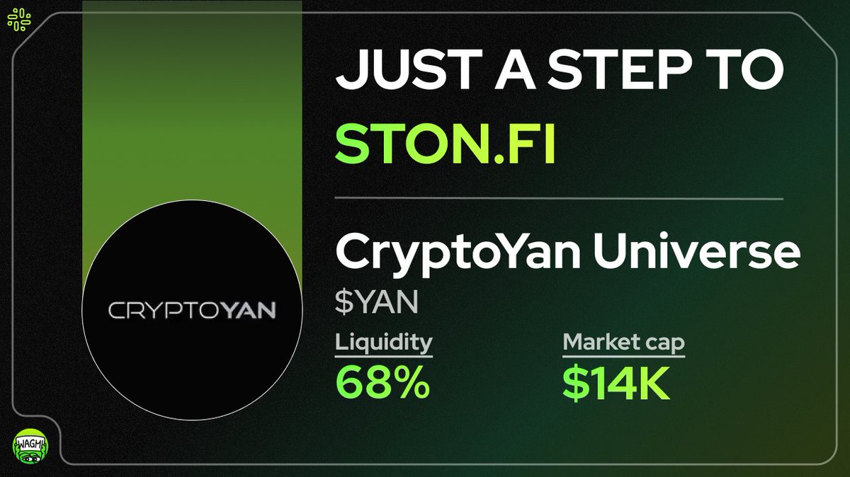 wagmi_protocol's tweet photo. 🌌 $YAN (CryptoYan Universe) is 68% closer to its listing on https://t.co/nZa9QVRQeL! Just a bit more support to launch it into the DEX!

🔜 Track progress: https://t.co/jmNO7oPmNM

🛡️ Always DYOR before making any moves!

#WAGMI #CryptoCommunity $YAN https://t.co/UNm4Tx84cT