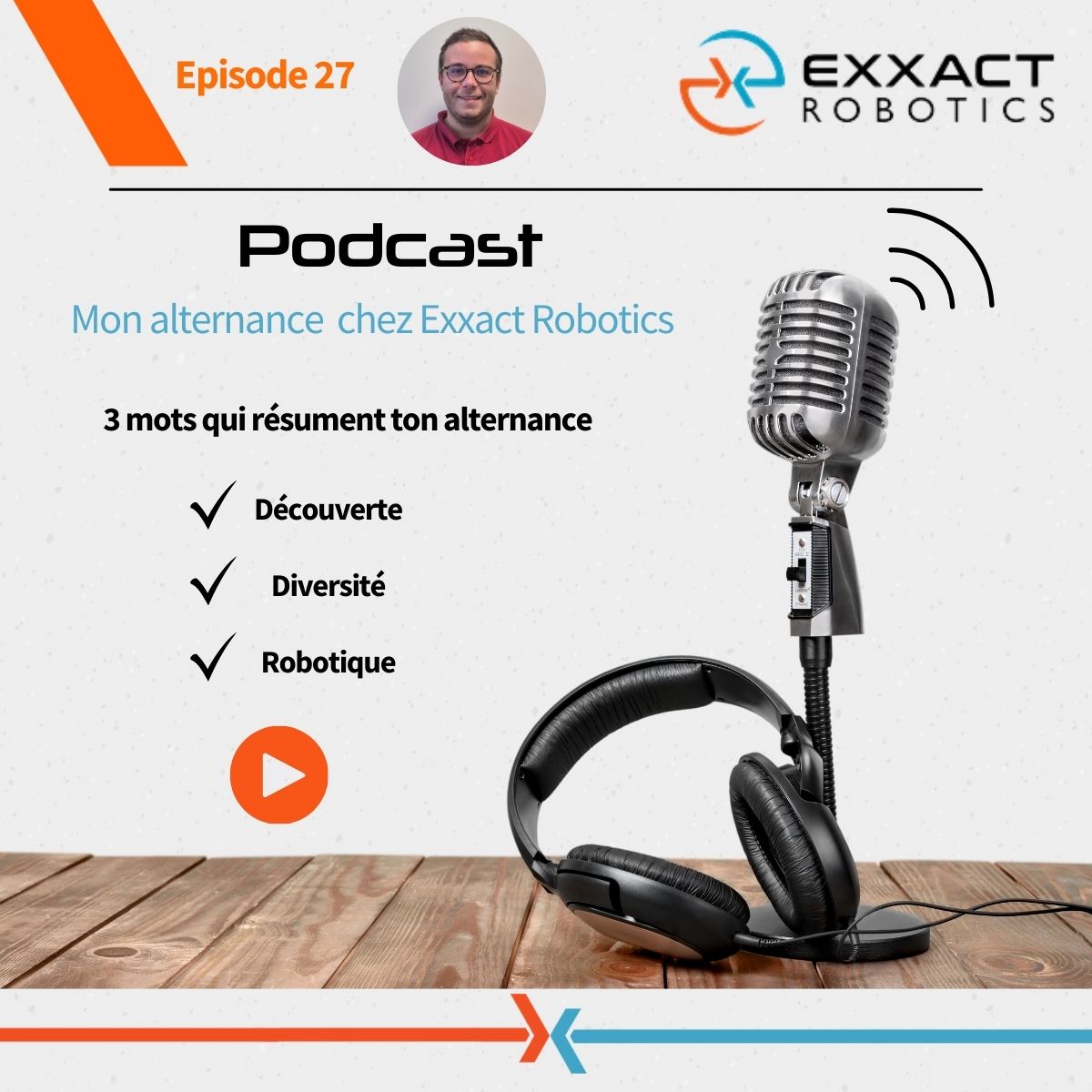 ExxactR's tweet image. [#MonAlternanceChezExxactRobotics] 
Podcast alerte !🎙️
Edgar Grymonprez alternant en Test et Validation chez @ExxactR , se prête au jeu de l&apos;interview !
Pour écouter ce podcast👇:
exxact-robotics.com/podcast/mon-al…
#Viticulture #TestEtValidation #PodcastLife #Life@ExxactRobotics #job