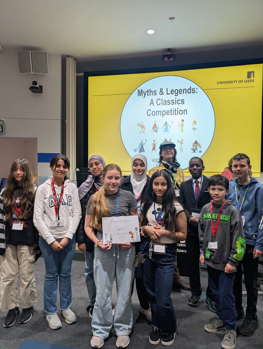 Congratulations to Isabel in Y8 for her award; the runner up prize in the Myths &amp; Legends Classics Competition at The University of Leeds on 24.04.25. So proud of your achievement! Well done to Y7 and Y8 historians for being excellent! Thank you to Mr Harland for organising.