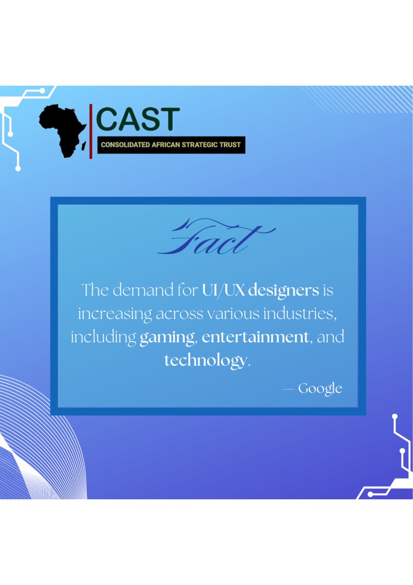 CastInvestments's tweet photo. Did you know that Africa is quickly becoming a major tech hub, fostering incredible UI/UX design talent? CAST Investments is proud to support this vibrant community of innovators. Join us today and be part of Africa's tech revolution! #AfricaTechHub #CASTInvestments #UiUXDesign https://t.co/B8KLk3f7wo