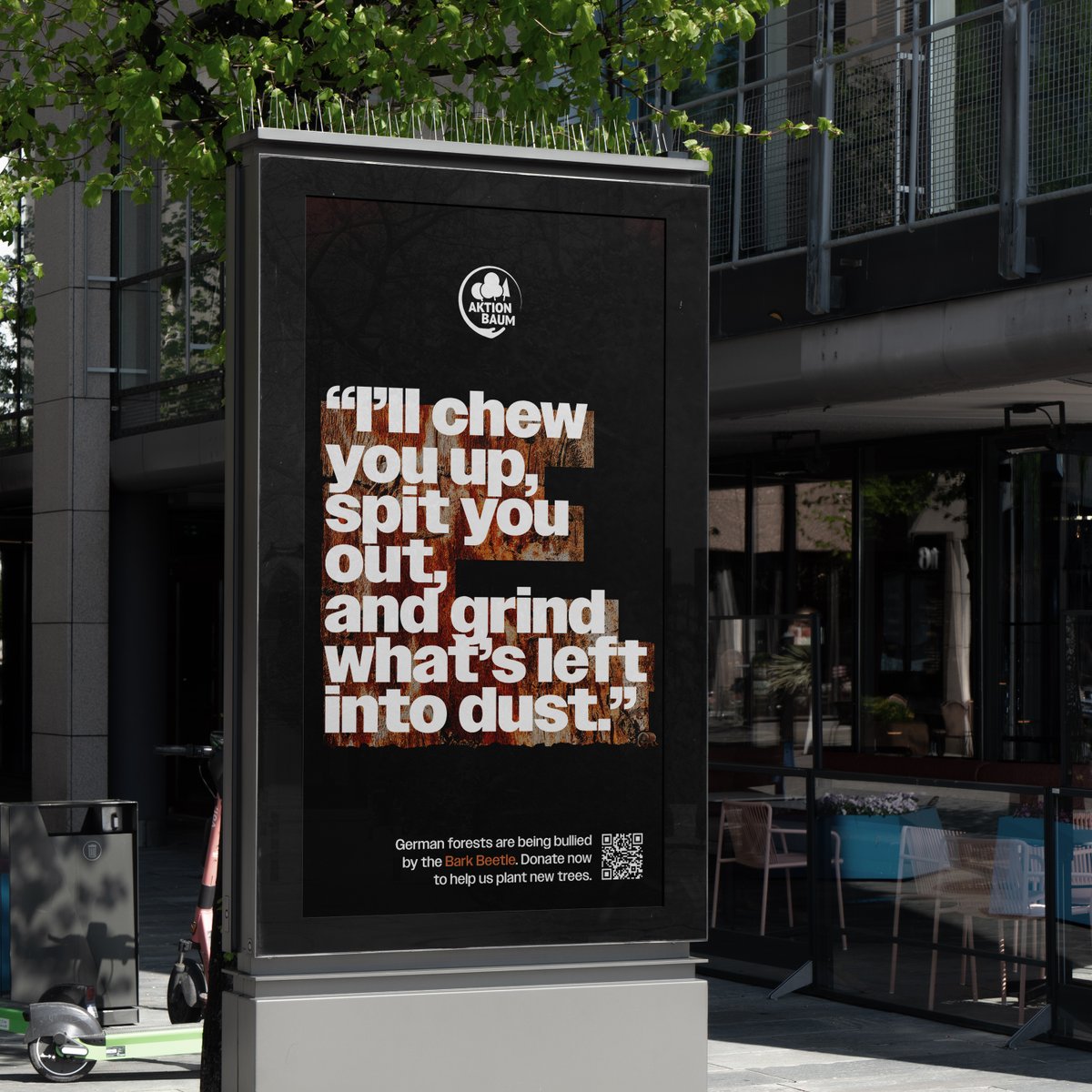 FraserTheAgency's tweet photo. #creativity #ideas Exposed to extreme heatwaves, drought, water scarcity, and the relentless assault of bark beetles, the trees in Germany's forests are under constant attack. Our new #campaign for #ArborDay with @AktionBaum speaks out about it.🌳 #tagdesbaumes https://t.co/OmbpMxXCiR