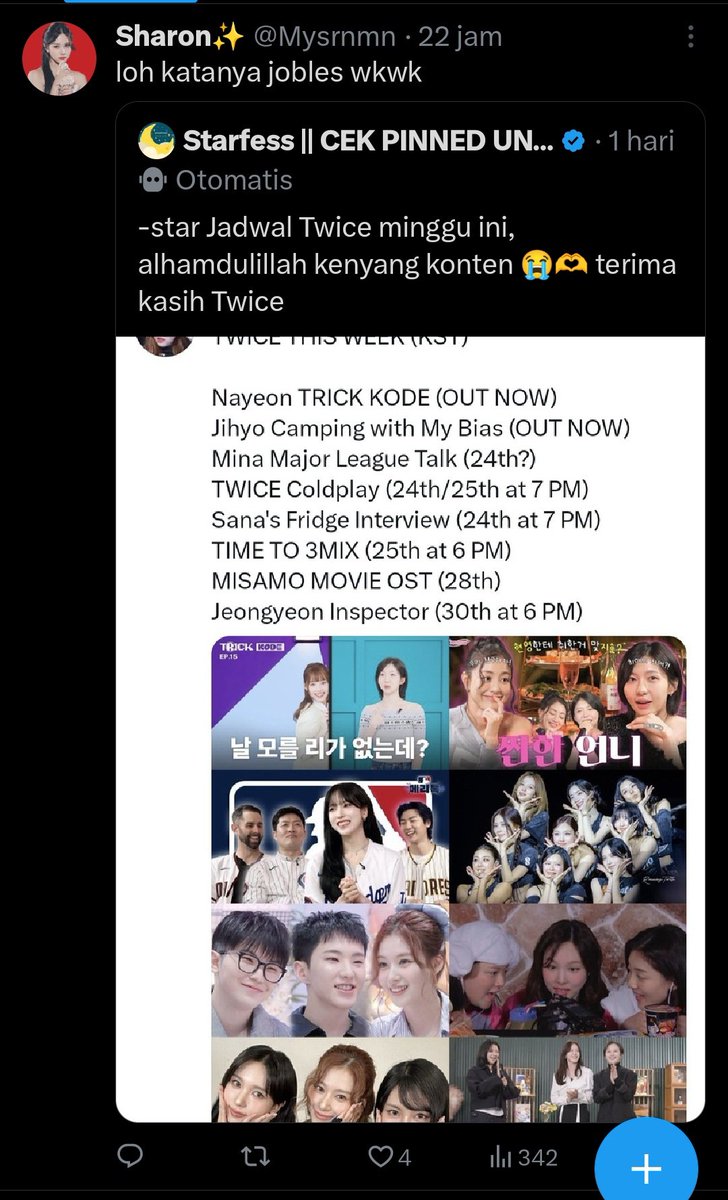 0xLexa's tweet photo. Once ketika ngomongin twice sepi notif 🦗🦗
Once ketika ngehate member blackpink, notif jebol. 
Kasian Idol nya nugu, jadi numpang promosi dgn ngehate group lain wkwk
Btw klo paham bahasa inggris pdhl jelas lagi ngomongin apa, tapi once dan orang2 indo nih sama kayak twice ya? https://t.co/qKbKyekvWW