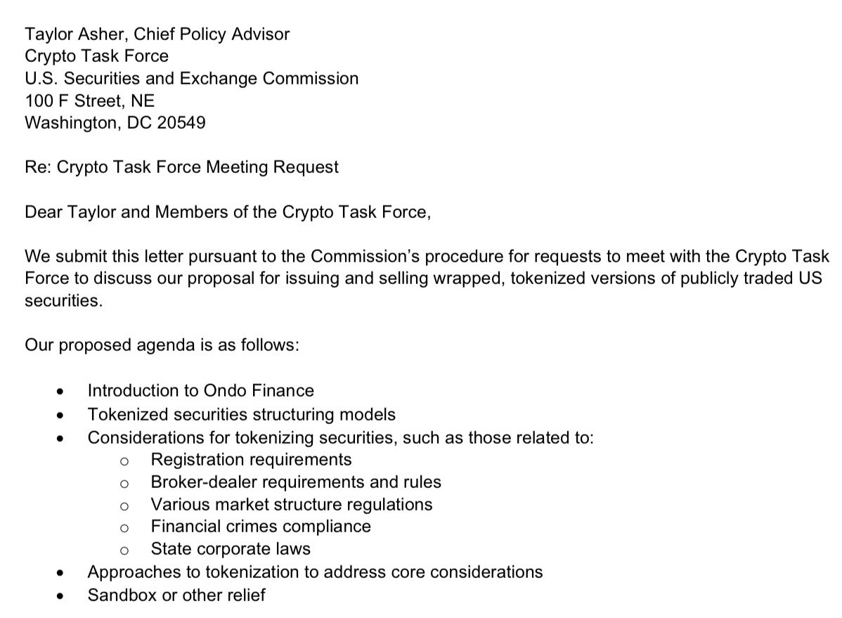 akshoydasss's tweet image. 🔥JUST IN: 🇺🇸 #SEC Crypto Task Force met with #Ondo Finance to discuss tokenization.

#CryptoTaskForce #OndoFinance