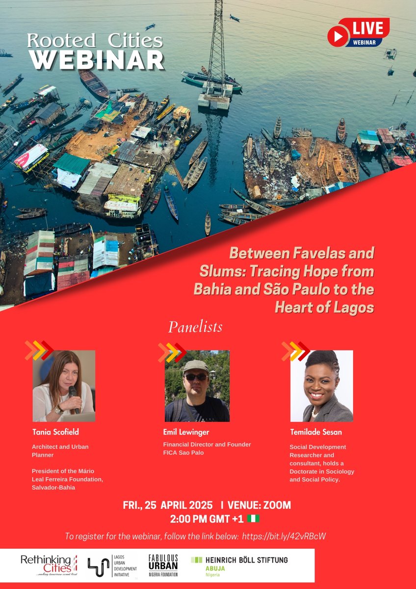 I'm writing to personally invite you to today's edition of the Rooted Cities Webinar, themed:

Between Favelas and Slums: Tracing Hope from Bahia and São Paulo to the Heart of Lagos.

This conversation is particularly close to my heart. I spent two months in Brazil last year
