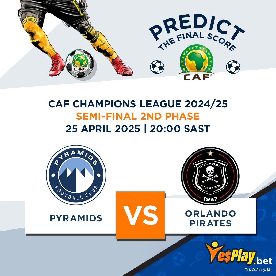 🏆We're giving away R300 each to FIVE lucky people who RETWEET &amp; LIKE this post and guess the FINAL SCORE.

🇪🇬Pyramids vs Orlando Pirates 🇿🇦 

Make sure you're following <a href="/YesPlaySA/">YesPlay</a> QUALIFY! ✅

#CAFCL  #OrlandoPirates