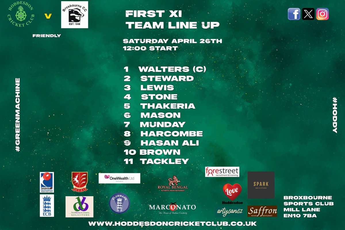 HoddyCCOfficial's tweet photo. 🚨 TEAM LINE UP ANNOUNCEMENT 🚨 

Head to https://t.co/5xrt4yl3Dl for the Match Preview

#greenmachine https://t.co/eujzsjDEDT