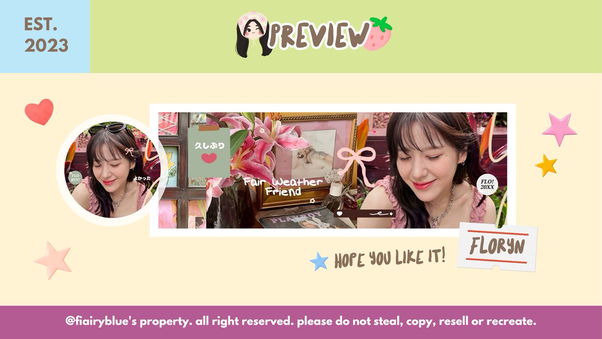 fiairyblue's tweet image. repost will be appreciated! 🌟

hi, special to celebrate @adorebluee_  birthday🎂🍓 hari ini ada 6 FREE LAYOUT BY REQ: poppy &amp;amp; photo dump! 🌺📸🩷 #LilBerryKayDay

⏰: 19:45  WIB
📮: by dm @pinkfiairy 

please check the next tweet for rules! thank you~ 🍀

#zonauang #zonajajan