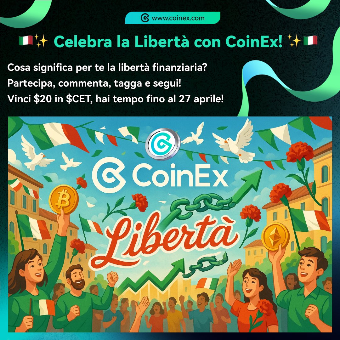 🇮🇹✨ Oggi celebriamo la Festa della Liberazione italiana! ✨🇮🇹

Un giorno speciale per ricordare quanto sia preziosa la libertà, in ogni sua forma. In un mondo sempre più connesso, anche la libertà finanziaria gioca un ruolo fondamentale.

💬 Che significato ha per te?
Parlaci