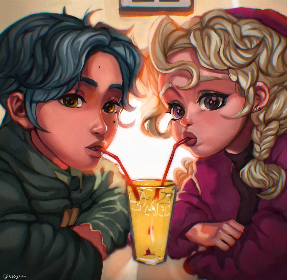ssoya_8's tweet photo. Another drawing with my ocs 🫴🏼💫
#myoc #originalcharacters #procreate #digitalartist #artwork #coupleart https://t.co/2z7bK9naBH
