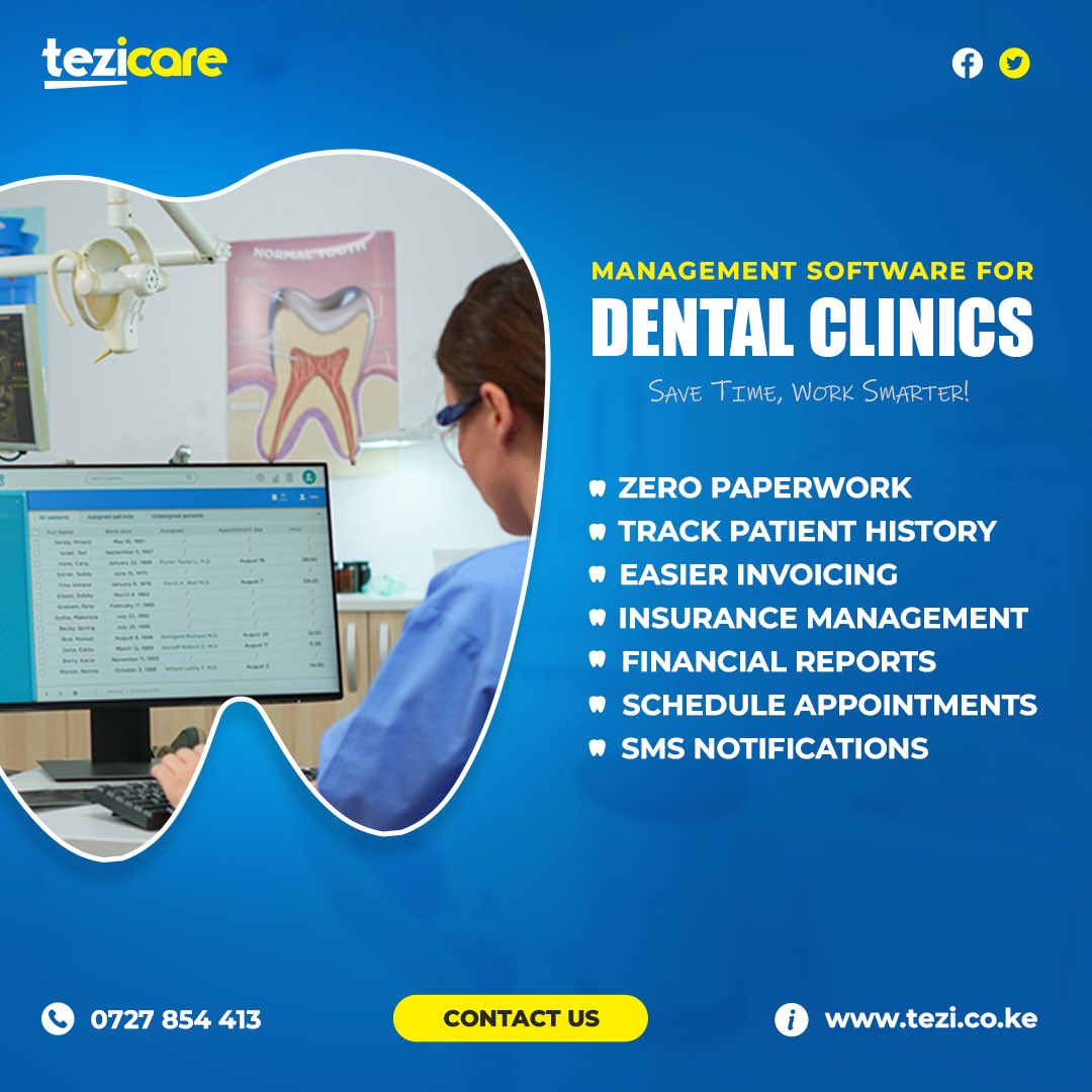 Good morning?

Please send all your dentist friends to us… Tezicare can be of great help in making sure the experts focus on service delivery and leave the paperwork to us. 

DM us today for a quote.