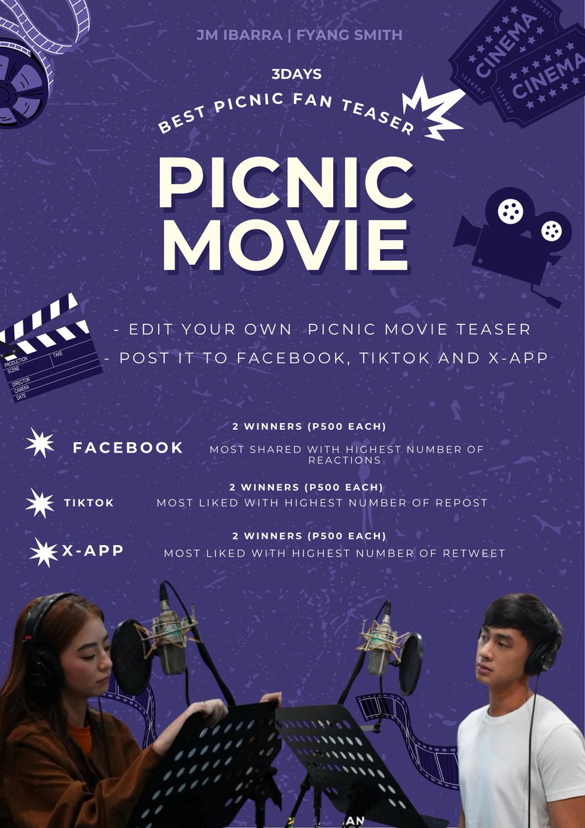 MissJen0923's tweet photo. ‼️‼️‼️
OPEN TO ALL!
PICNIC MOVIE FAN TEASER CHALLENGE
📌 Edit your own picnic movie teaser.
📌 Post it to Facebook, TikTok and X-app.
📌 Don't forget to include the date kung kelan ito ipapalabas sa mga cinemas. 🎬🎞️
📌 please use hashtag⬇️⬇️⬇️
#JMFYANGinPicnicPH
#JMFYANG1stDubbingProject
#PicnicPh
#NathanStudio
PS : paki lagay din ang FB and TikTok Link ng Entry niyo once magpost kayo dito sa X, and please paki TAG kami ni @iamariesgirl88 . Thank You!
GOODLUCK!!
Start: April 25, 2025
End : April 28, 2025
GOODLUCK!! 🥹💪
#JMFyang