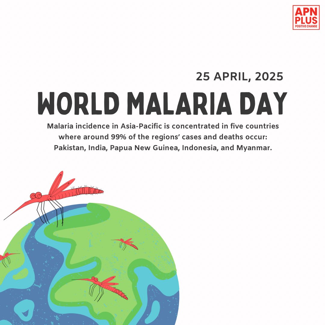 Did you know? Nearly 99% of malaria cases and deaths in the Asia-Pacific occur in just five countries: Pakistan, India, Papua New Guinea, Indonesia, and Myanmar.

It’s time to act.
#WorldMalariaDay #EndMalaria #AsiaPacific #APNPlus #PositiveChange