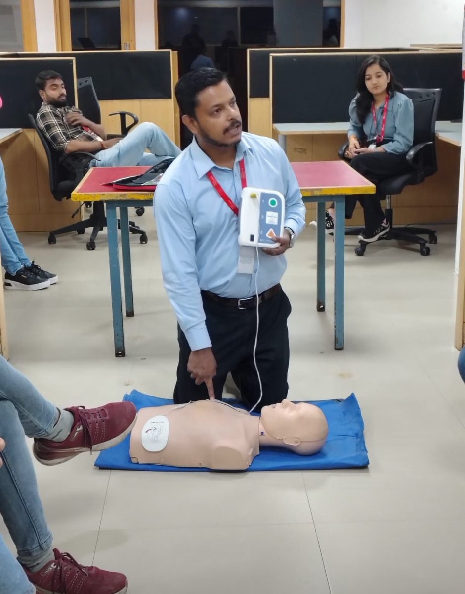 sethichetan's tweet photo. CPR (cardiopulmonary resuscitation) is a vital life-saving skill that can make difference between life and death in a cardiac emergency.

Thank you @techmahindracsr and @joshnoida_techm for arranging a session of this life saving skill for the associates ! #TechMNoida #CPR https://t.co/2ImqeT4QyW