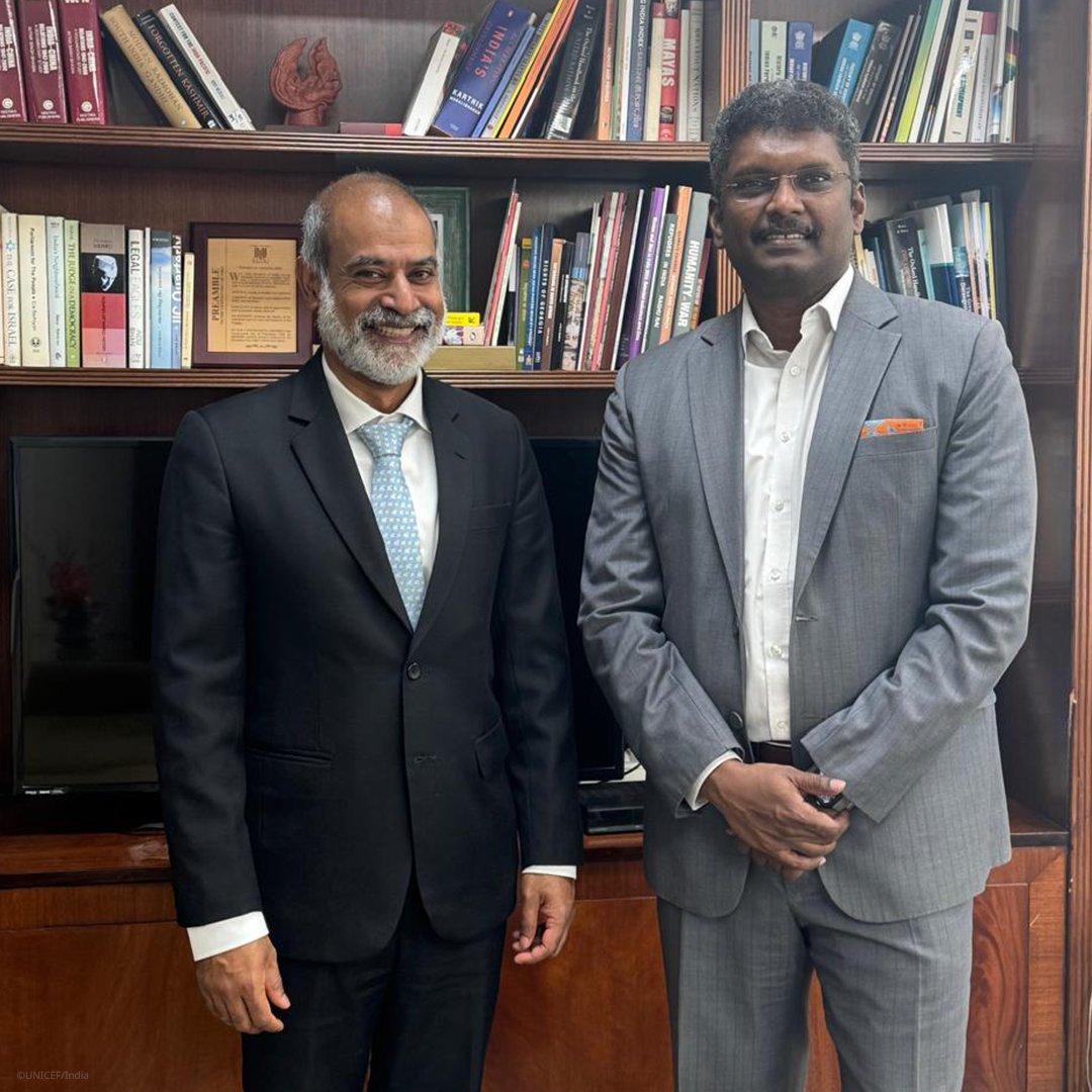 S_Wijesekera's tweet image. Pleased to meet Mr. Srinivas Gotru, JS (UNES), @MEAIndia.
India’s leadership in advancing child rights and the #SDG agenda is paving the way for lasting impact.
UNICEF is proud to be a partner in this journey—working together for results #ForEveryChild.