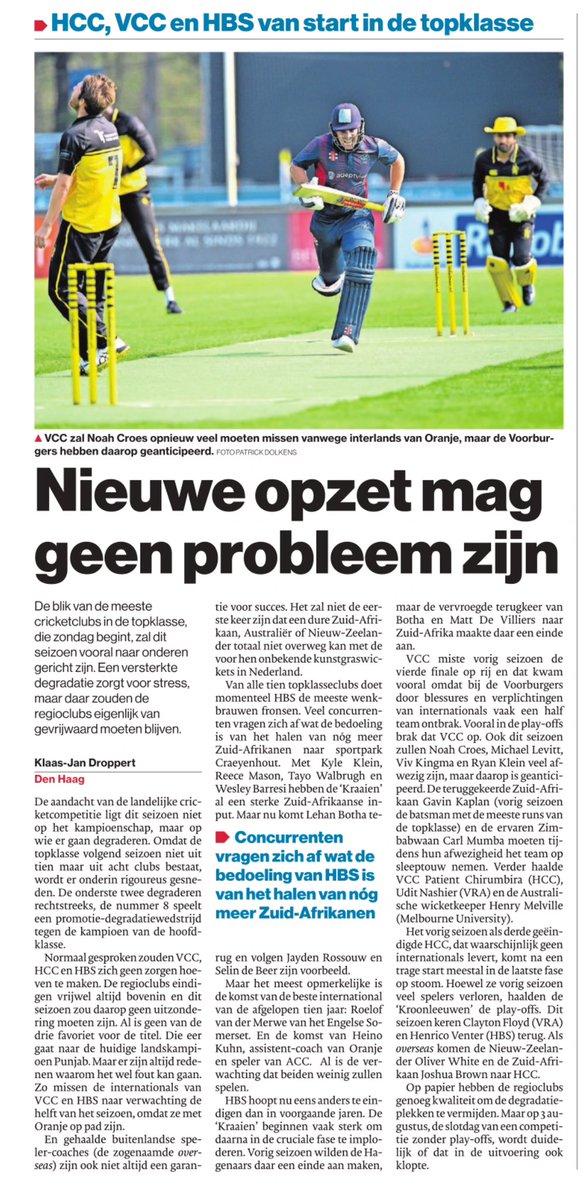 “Nieuwe opzet mag geen probleem zijn” - AD/HC 25-04-2025 <a href="/HBScricket/">HBS Cricket</a> <a href="/VoorburgCC/">Voorburg Cricket Club 🏏🏆</a> <a href="/HaagseCC/">HCC</a> <a href="/konhcvv/">Koninklijke HC & VV</a>