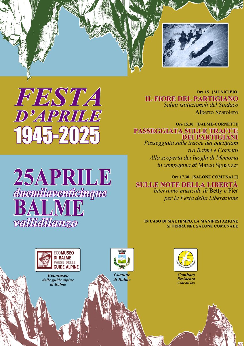 Beppeley's tweet photo. Oggi a #Balme in alta Val d'Ala #VallidiLanzo #AlpiGraie #Piemonte #25aprile #Resistenza #memoria #libertà https://t.co/C1iGEeM5xn