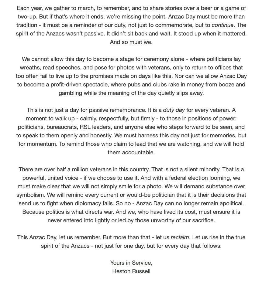 My Reflections on Anzac Day 2025

#AnzacDay #ANZAC #ANZACs #Veterans #Leadership #Community #Legacy #Accountability #Purpose #LestWeForget