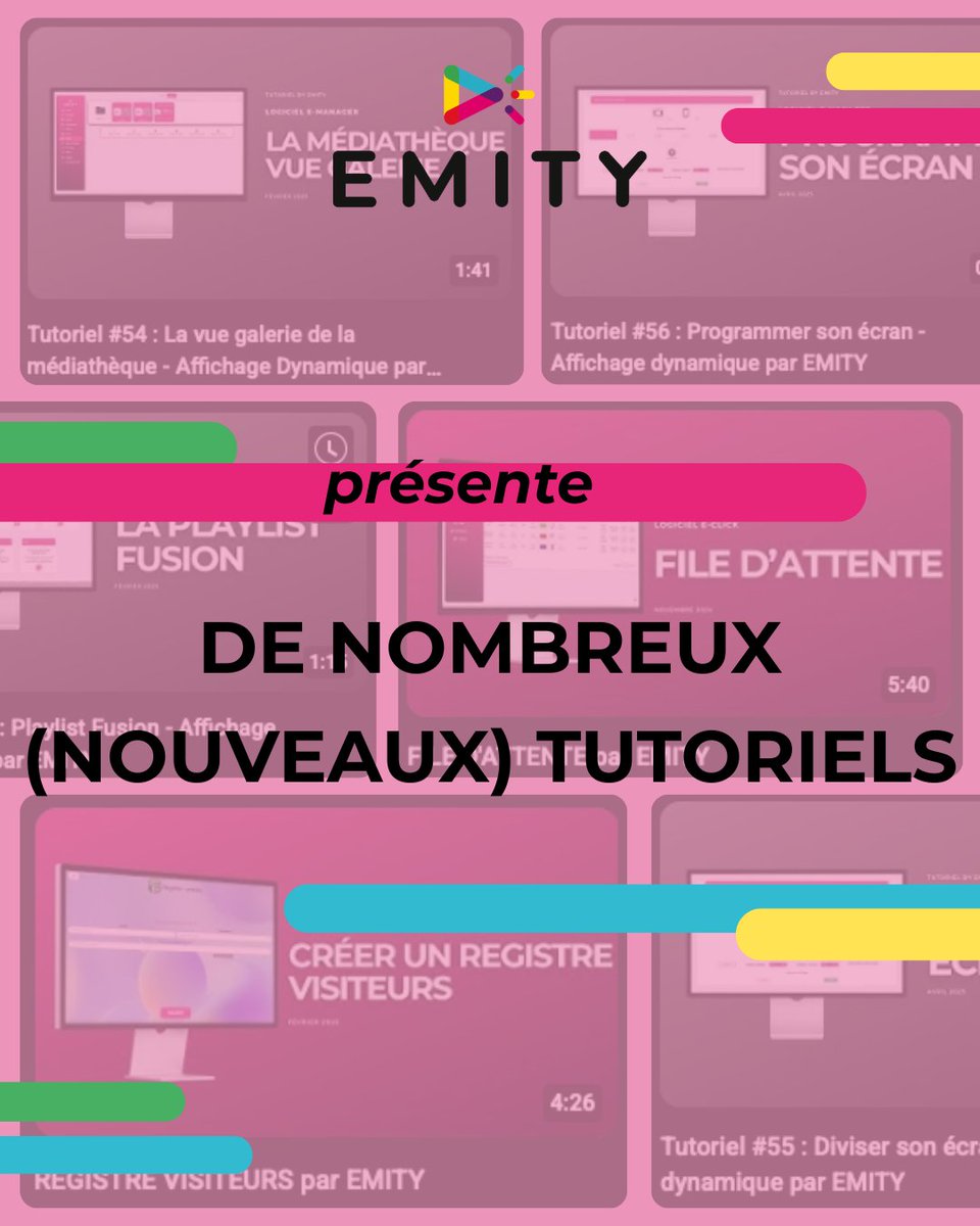 EmitySignage's tweet image. Direction notre chaîne YouTube ou notre site internet pour visionner les démonstrations complètes de notre solution file d’attente ou encore registre d’accueil 🖥️

Découvrez aussi les mises à jour de certains tutoriels e-manager sur la programmation et la division d’écrans !