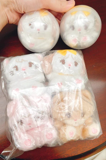ピノコフィギュア超絶可愛いのよさ〜 mikkoぬいも注文してたの忘れててこないだガチャガチャ回したのに届いたよ〜 届いたほう、よく見たらスフレちゃんの目にハイライトなくて1人だけ死んでる。。激レアぢゃん! ガチャガチャのにはあるでそ〜ちょうどスフレちゃんだけダブったん!