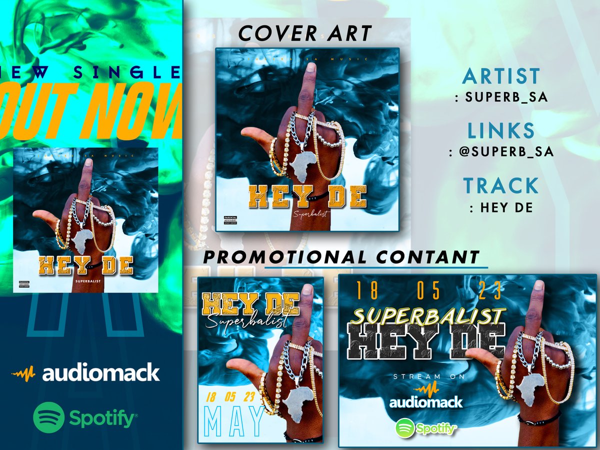 ARTAGO_STUDIOS's tweet image. 🎨🔥 The sound is fire. The visuals? Even hotter.
@Superb_SA’s “Hey De” dropped — and the art pack is a full vibe.
Designed by @artagostudios to turn sound into sight and singles into statements.

📩 Dropping music? DM @artagostudios.