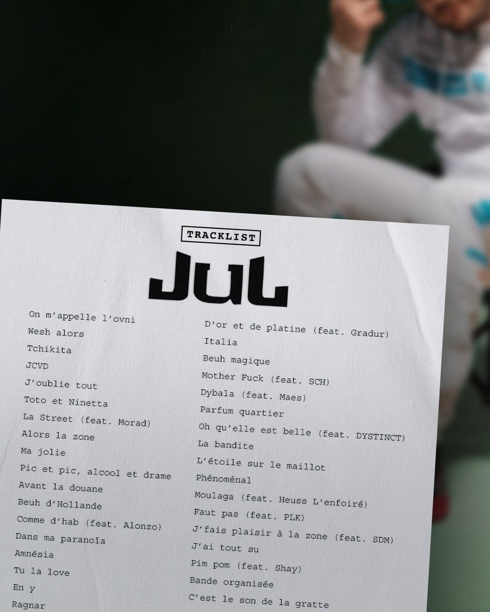 spotifyfrance's tweet photo. Ce soir c’est le Stade de France de Jul et voici la tracklist qu’on espère pouvoir savourer. https://t.co/BJHf4z2KYB