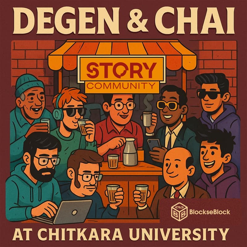Chai shops have always been places where stories brew and Web3 is no different.  Be part of Degen &amp; Chai.
Link :  lu.ma/pgmuztb5
 
Monday, April 28 | Chitkara University

Presented by @blockhacks in collaboration with <a href="/StoryProtocol/">Story</a>.