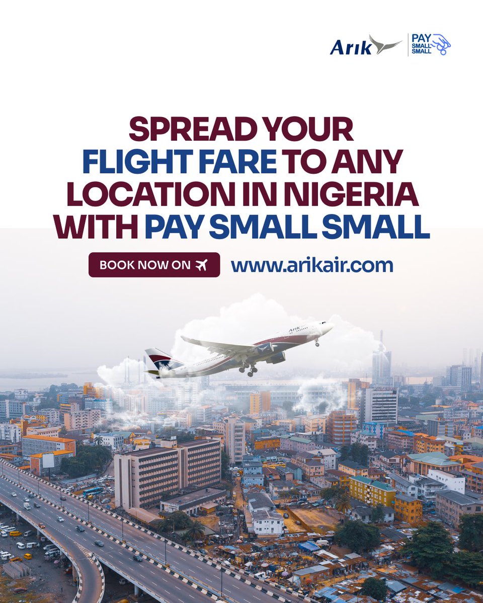 Kalabash54's tweet image. Lockdown your flght fare and spread the rest payment in installment.
Book now with Pay Small Small on @ArikAir
#paysmallsmall #booknow #explore