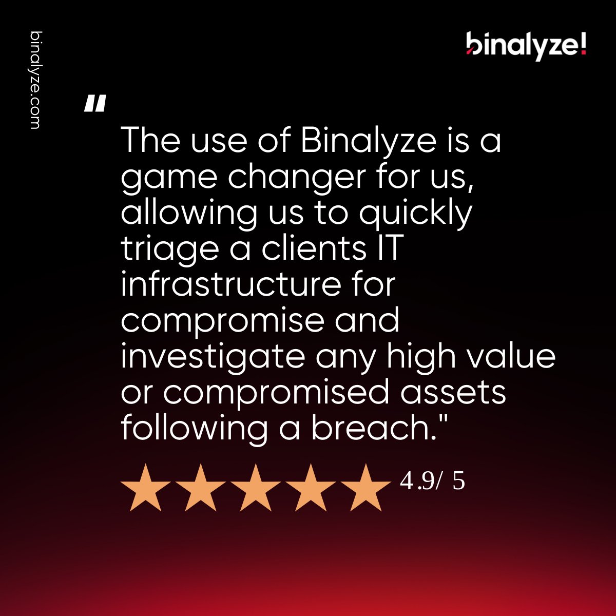 💥 Real MSSPs. Real Breaches. Real Results.🔎 A leading MSSP just called us a “game changer” after using AIR to triage infrastructure and investigate compromised systems, immediately after a breach. Find out more: binalyze.com

#MSSP #DFIR