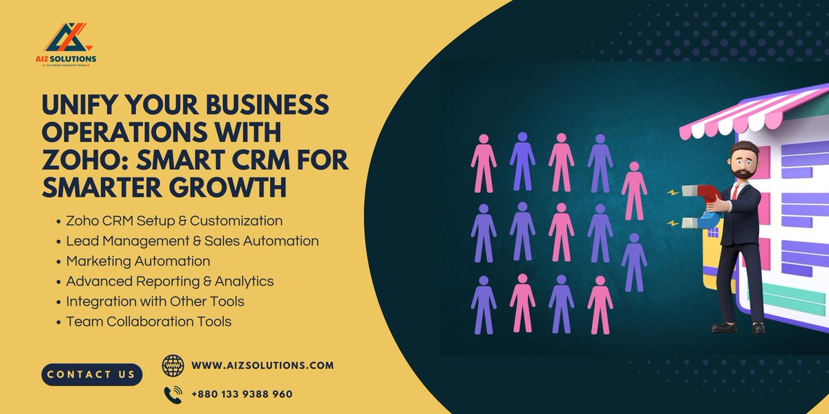 AIZSolutionss's tweet photo. Boost your business with Zoho CRM – automate, analyze, and grow!
We help tailor it to fit your needs.
Learn more: https://t.co/u83DCIYDi5
#ZohoCRM #CRM #AIZSolutions https://t.co/UVkd3aGVxF