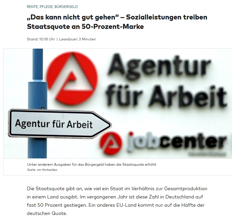 Terran Liberty (@terran_liberty) on Twitter photo Staatsquote auf Rekordkurs – Deutschland 2024 fast bei 50 %: Sozialstaat bläht sich immer weiter auf.
➡️ <a href="/StefanKooths/">Stefan Kooths</a>: „Staatsausgaben von heute sind die Steuern von morgen“ – Deutschland kalkuliert sich mit Abgabenlast aus dem Standortwettbewerb
➡️ Weiter warnt Kooths: „Das Staatsquote auf Rekordkurs – Deutschland 2024 fast bei 50 %: Sozialstaat bläht sich immer weiter auf.
➡️ <a href="/StefanKooths/">Stefan Kooths</a>: „Staatsausgaben von heute sind die Steuern von morgen“ – Deutschland kalkuliert sich mit Abgabenlast aus dem Standortwettbewerb
➡️ Weiter warnt Kooths: „Das