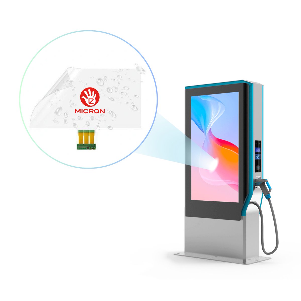 Micronofficial's tweet photo. Touch screen solution for EV charger display in harsh outdoor environment. Contact MICRON for more information. https://t.co/Q8zvUJH3UL