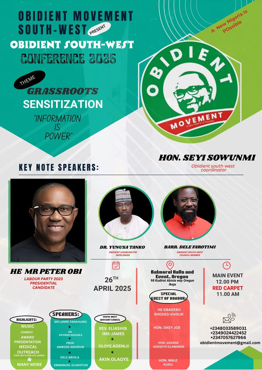 OBIDIENT MOVEMENT SOUTH WEST CONFERENCE 2 0 2 5

THEME: GRASSROOTS SENSITIZATION 

WE GO GAGA ✌️👍🙌