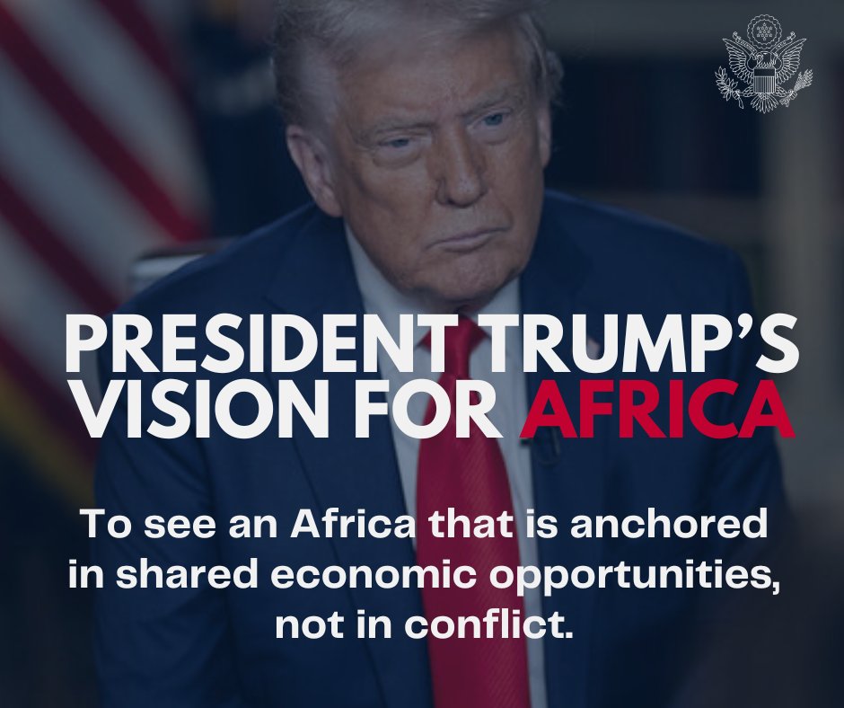 US Africa Media Hub (@africamediahub) on Twitter photo President Trump’s vision for Africa is to see an Africa that is anchored in shared economic opportunities, not in conflict. President Trump’s vision for Africa is to see an Africa that is anchored in shared economic opportunities, not in conflict.